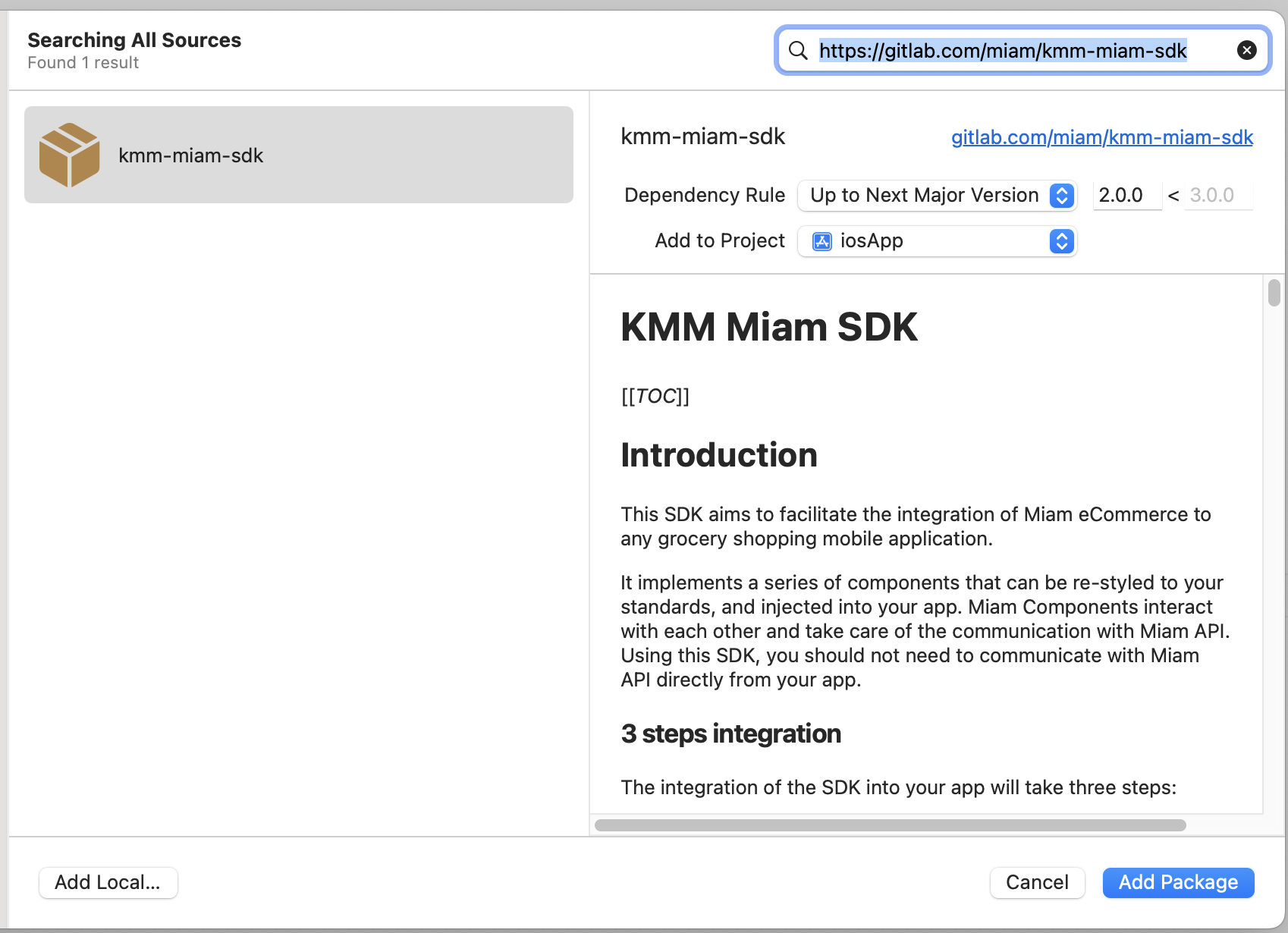 Add Swift Package step 2