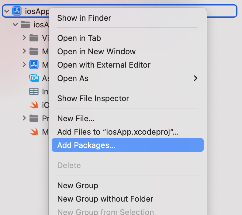 Add Swift Package step 1